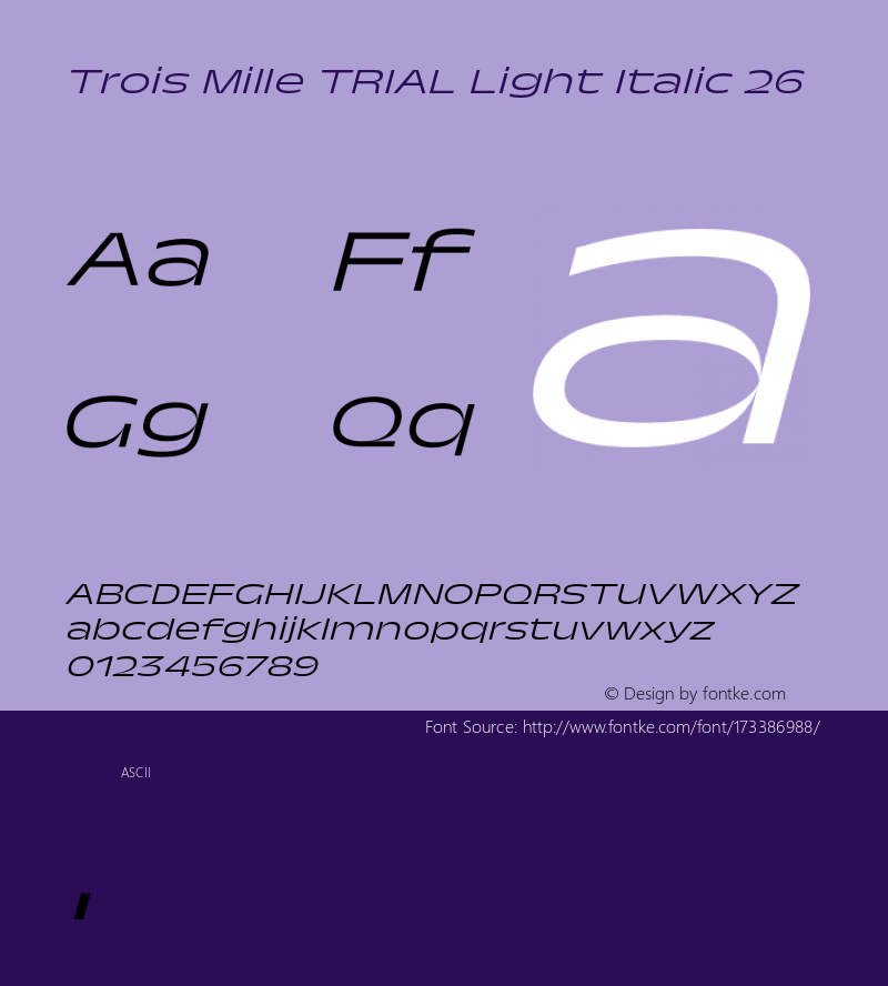 Trois Mille TRIAL Light Itl 26 Version 1.000;hotconv 1.0.109;makeotfexe 2.5.65596图片样张