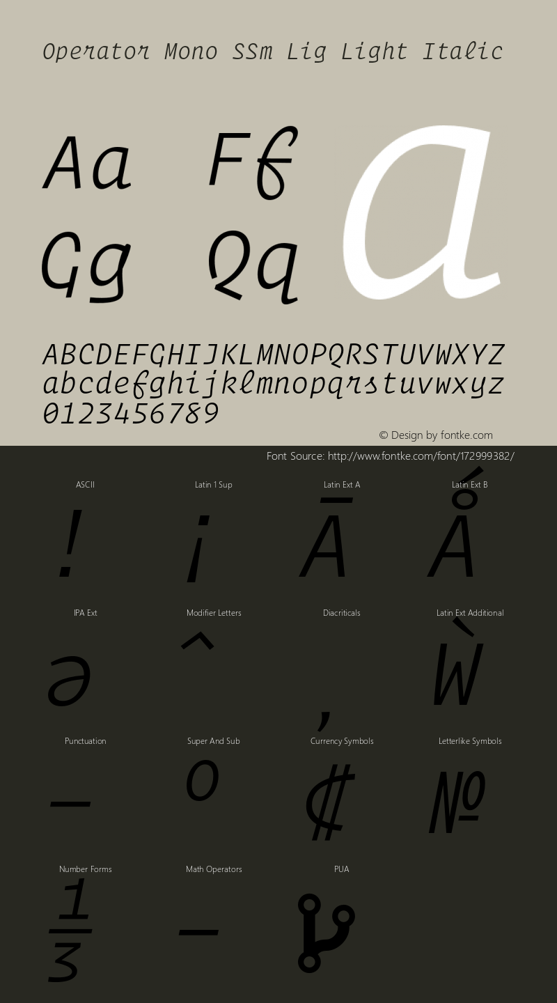 Operator Mono SSm Lig Light Italic Version 1.200图片样张