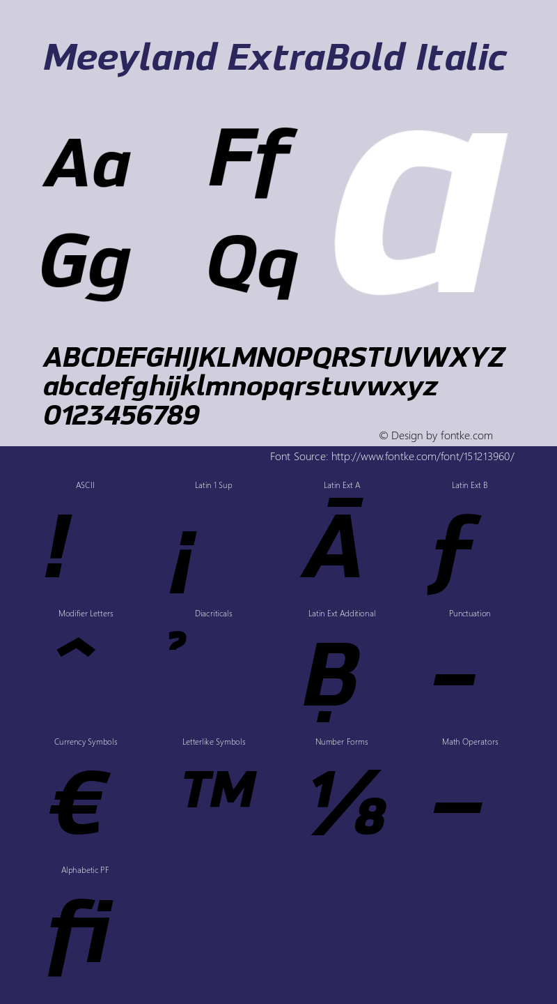 Meeyland ExtraBold Italic Version 001.001图片样张