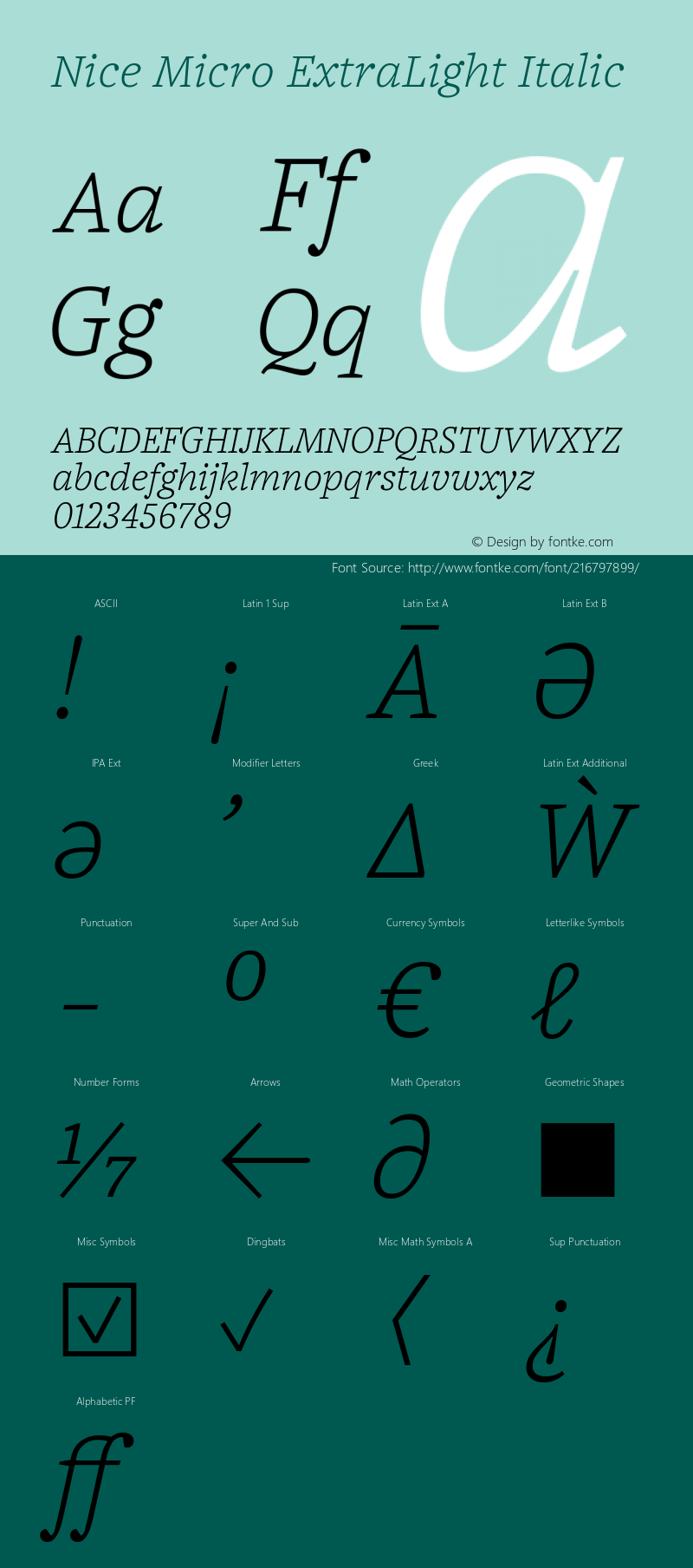 Nice Micro XLight Italic Version 1.000 | web-ttf图片样张