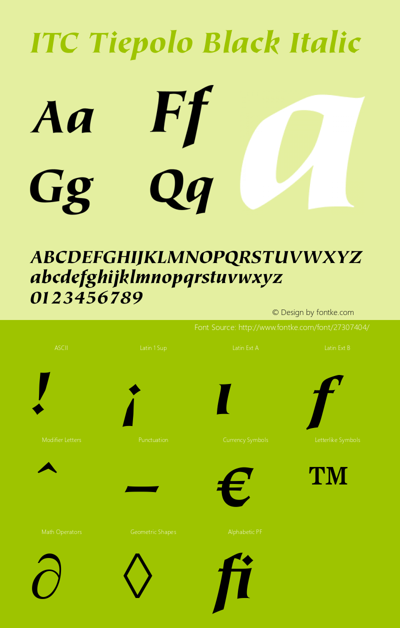 Tiepolo Black Italic Version 1.00图片样张