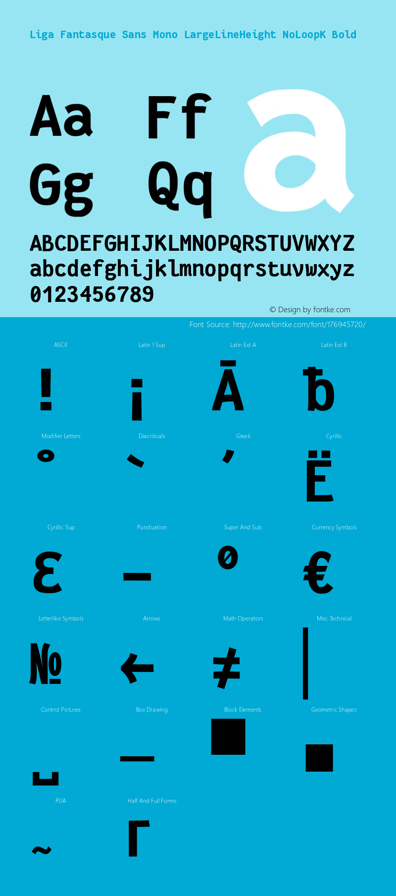 Liga Fantasque Sans Mono LargeLineHeight NoLoopK Bold Version 1.8.0图片样张