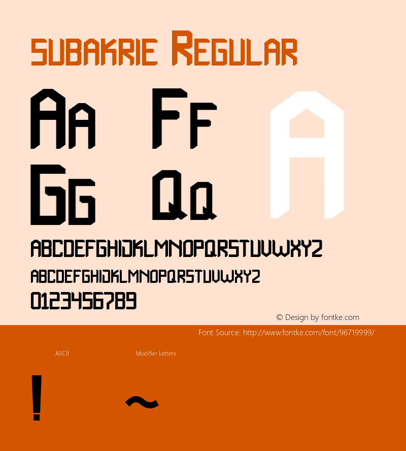 subakrie Regular Version 1.000图片样张