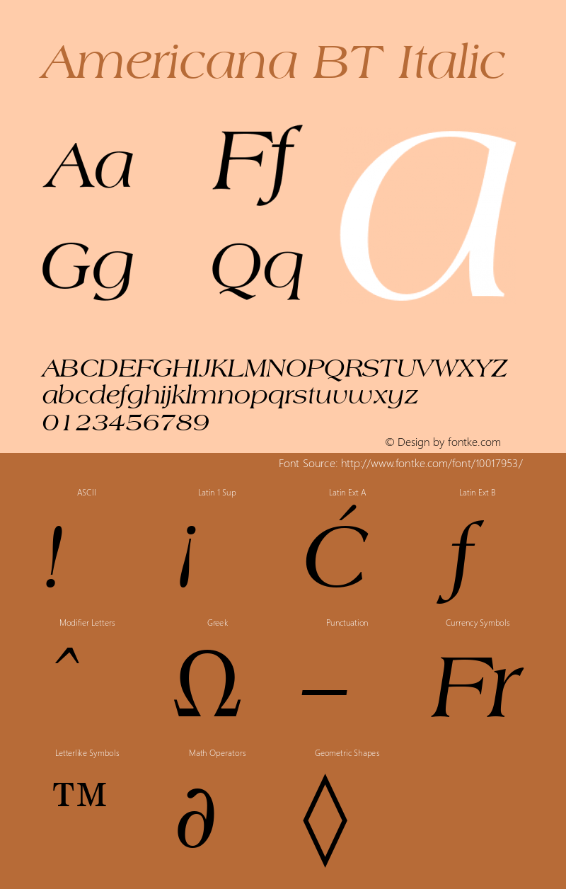 Americana BT Italic mfgpctt-v4.4 Dec 8 1998图片样张