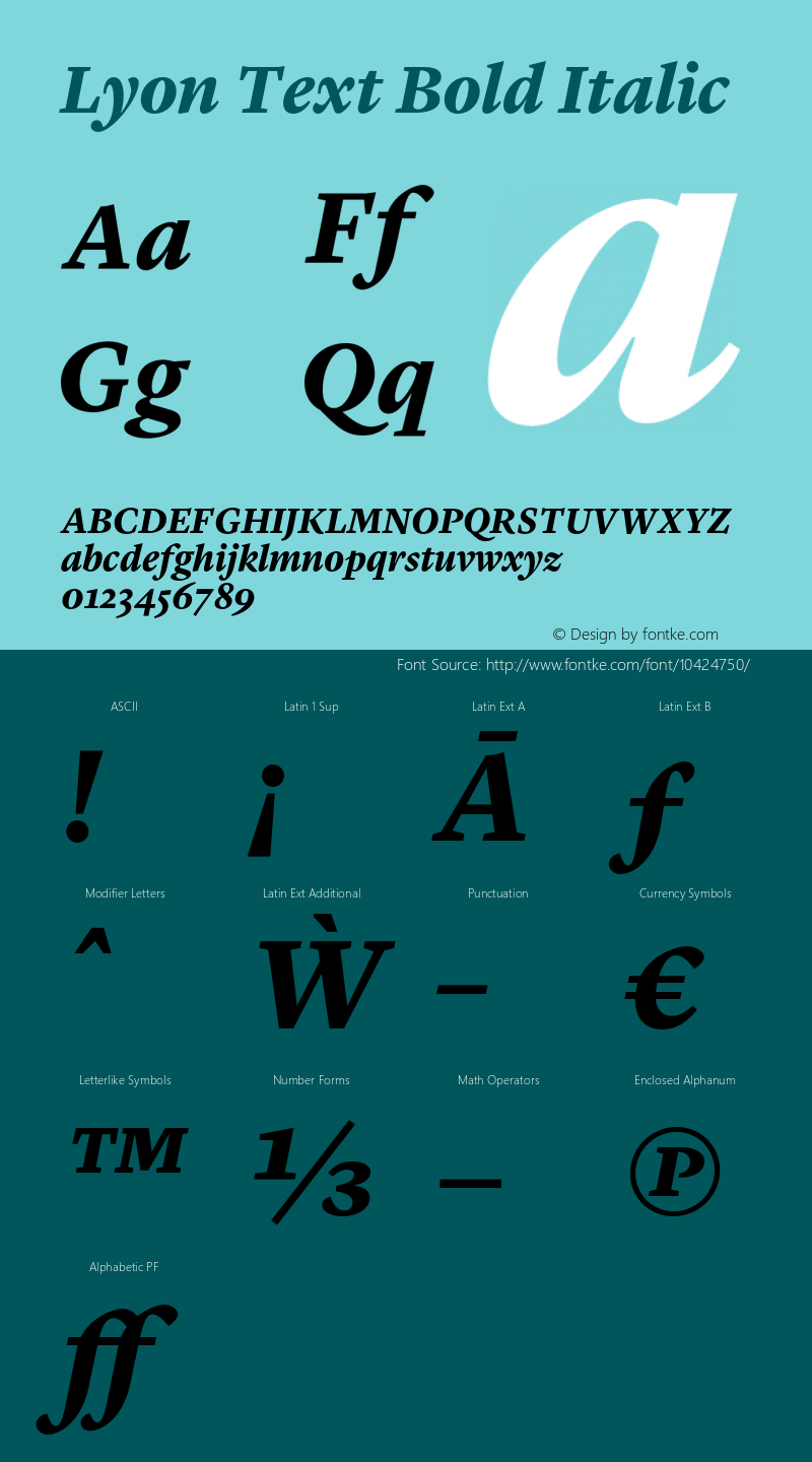 Lyon Text Bold Italic Version 1.002;PS 001.002;hotconv 1.0.57;makeotf.lib2.0.21895图片样张