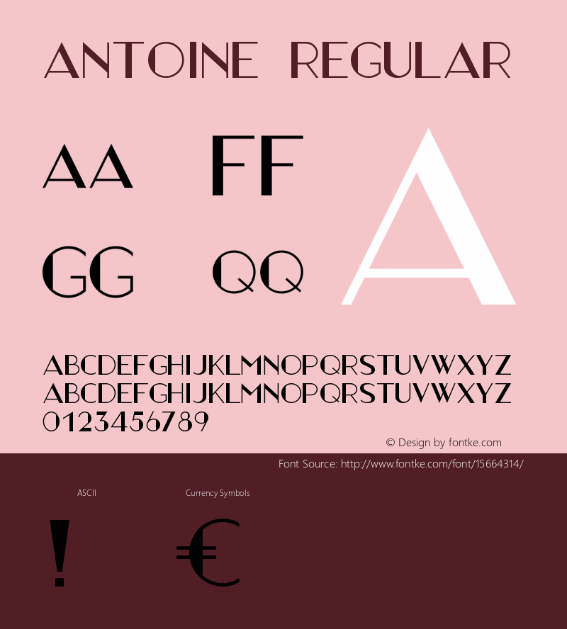 Antoine Regular Version 1.001;PS 001.001;hotconv 1.0.70;makeotf.lib2.5.58329图片样张