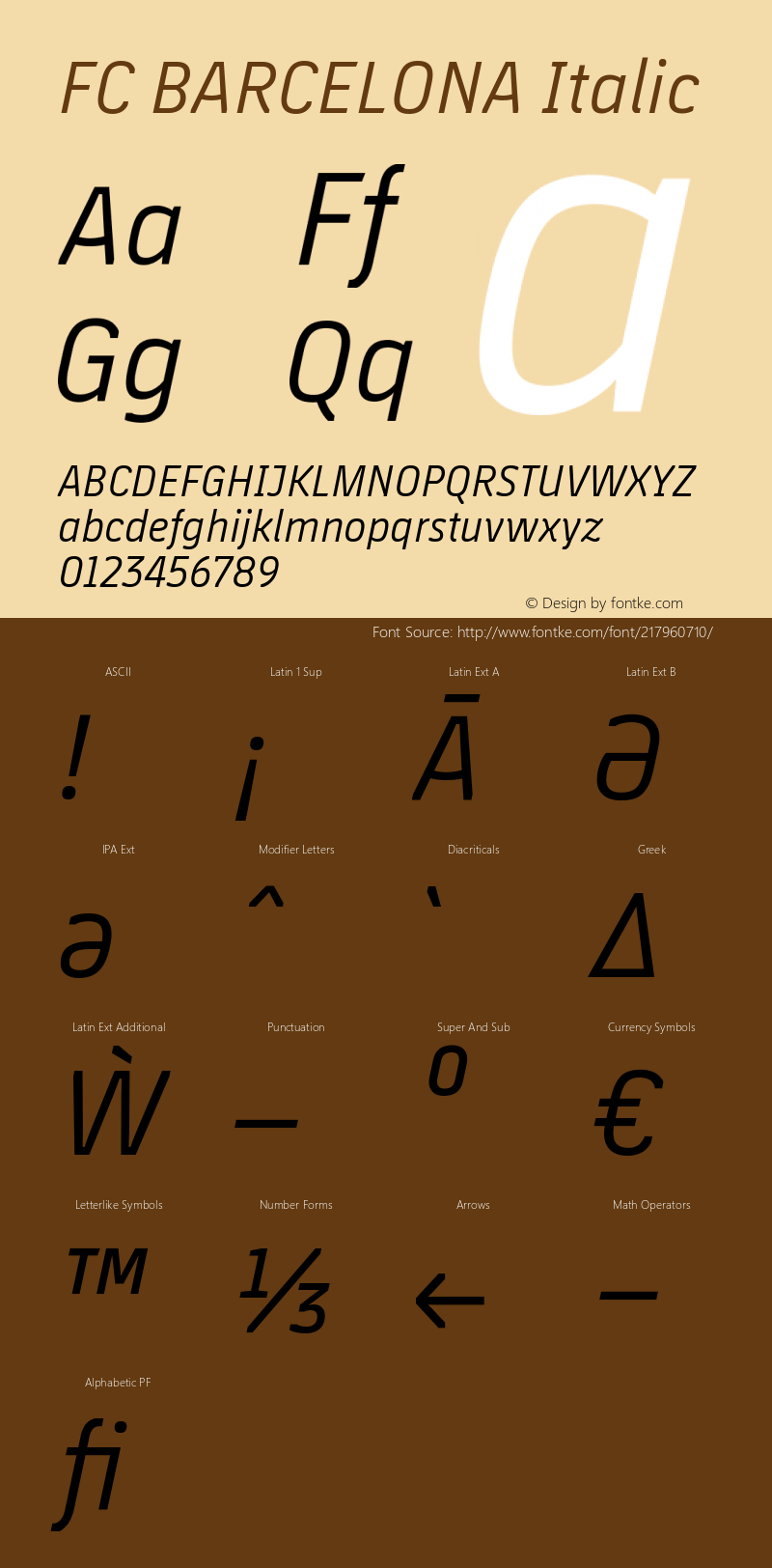 FC BARCELONA Italic Version 1.002;hotconv 1.0.107;makeotfexe 2.5.65593图片样张