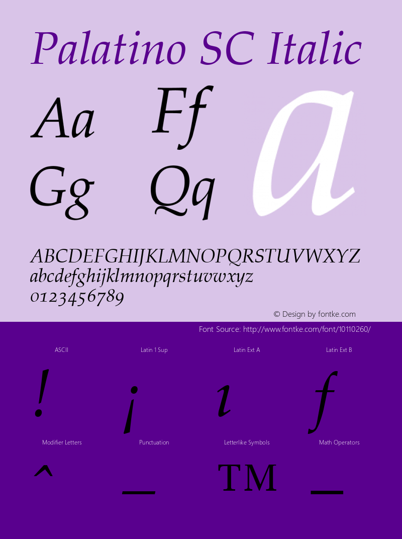 Palatino SC Italic V.1.0图片样张