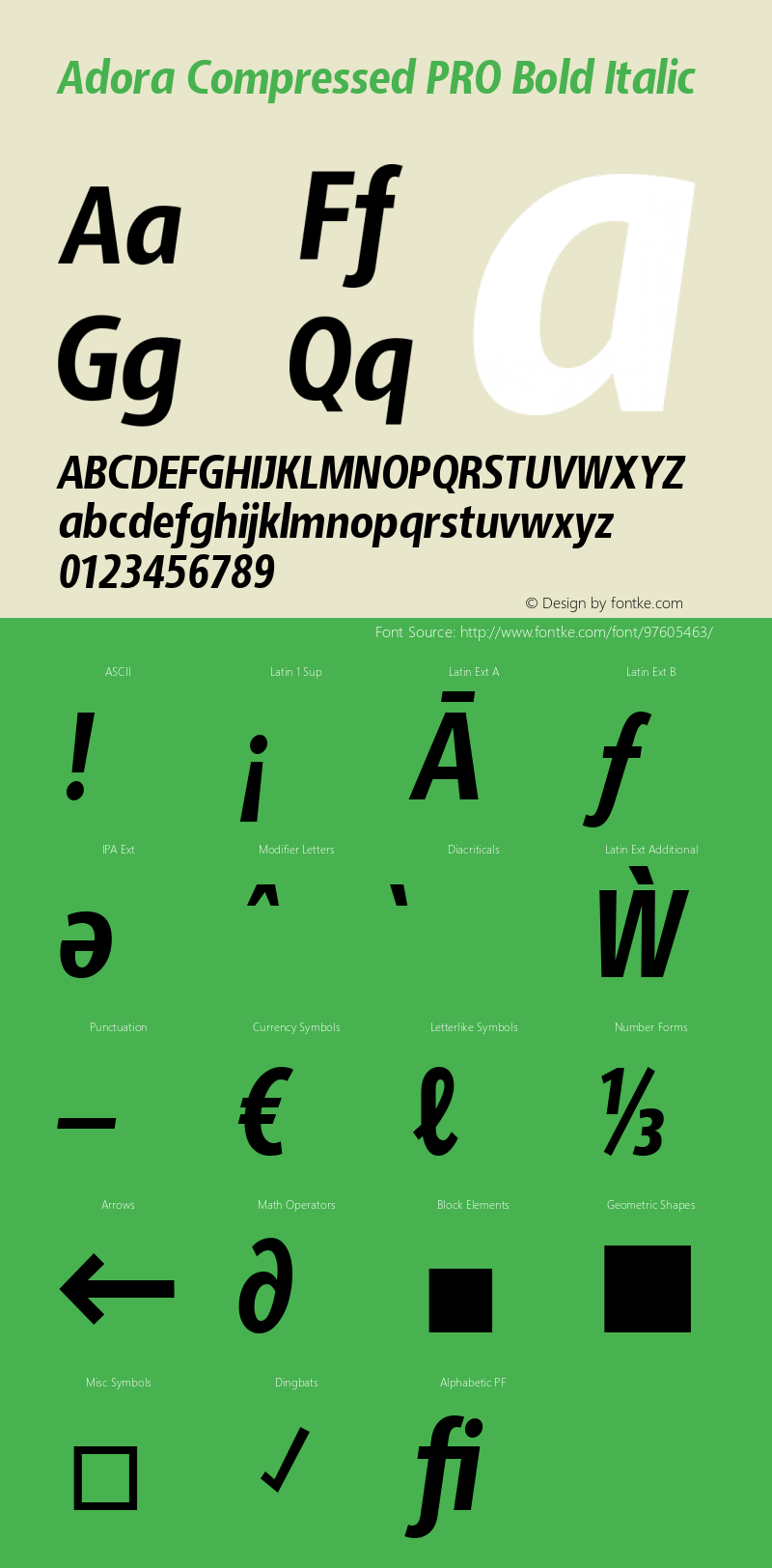 Adora Compressed PRO Regular Bold Italic Version 2.015 | web-TT图片样张