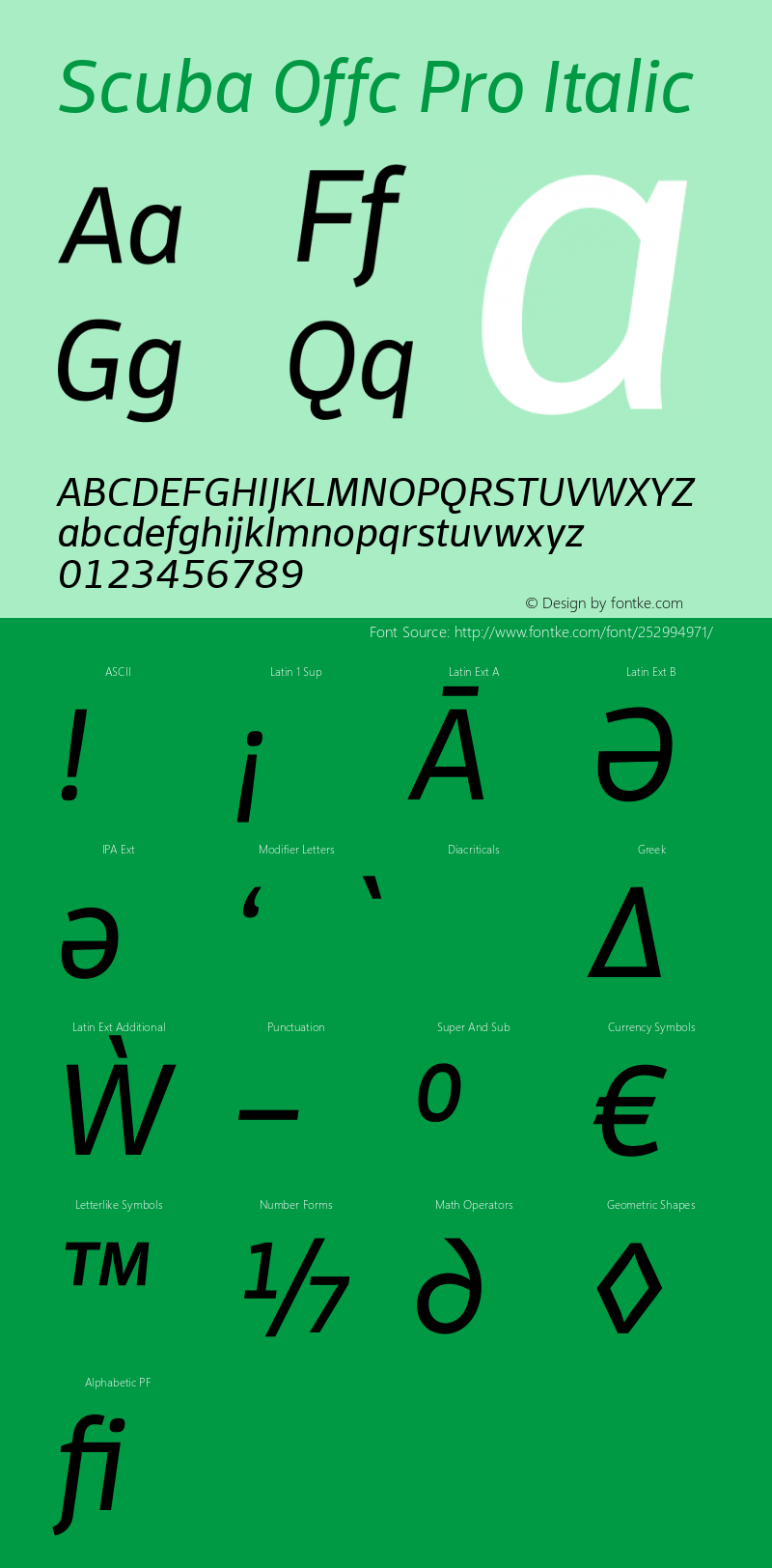 Scuba Offc Pro Italic Version 7.504; 2012; Build 1020图片样张