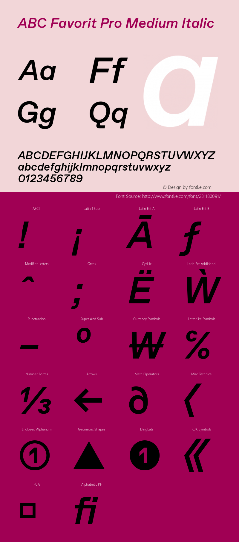 ABC Favorit Pro Medium Italic Version 2.100图片样张