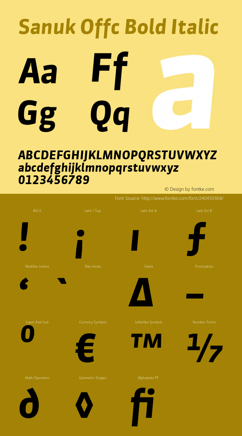 Sanuk Offc Bold Italic Version 7.504; 2010; Build 1021图片样张