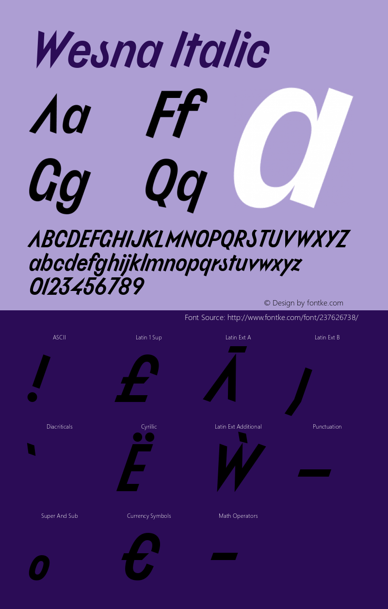 Wesna Regular Italic Version 1.000图片样张