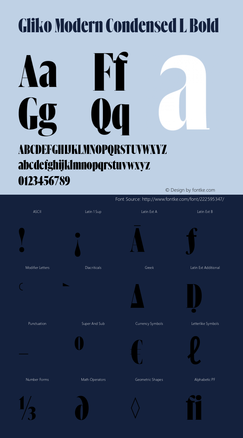 Gliko Modern Condensed L Bold Version 2.001图片样张