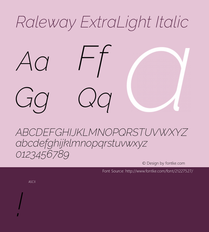 Raleway ExtraLight Italic 图片样张