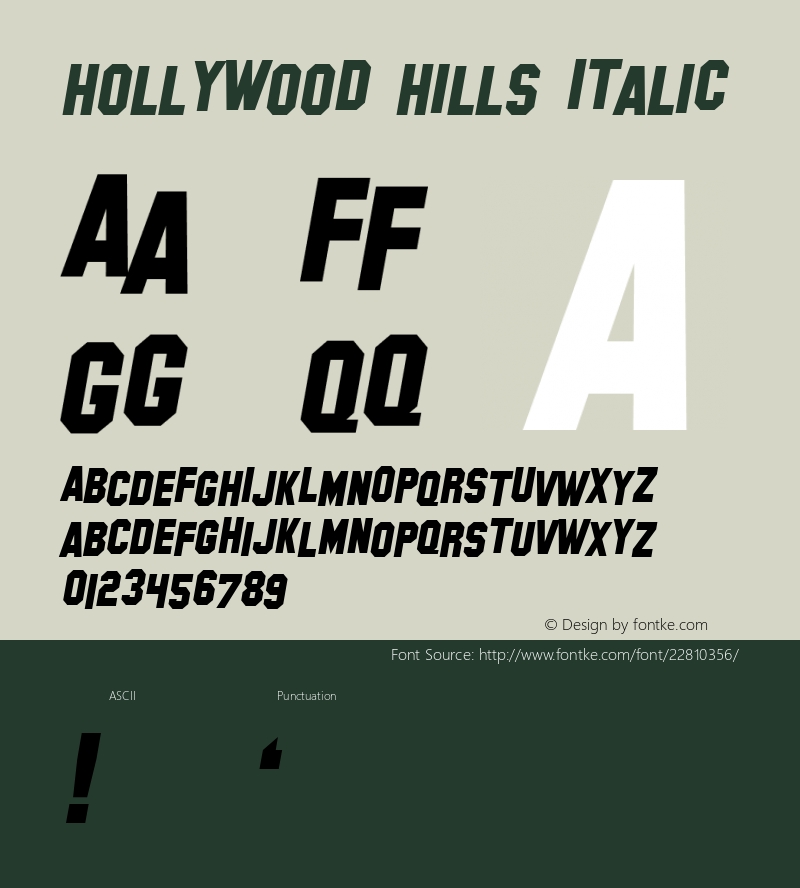 Hollywood Hills Italic 1.0图片样张