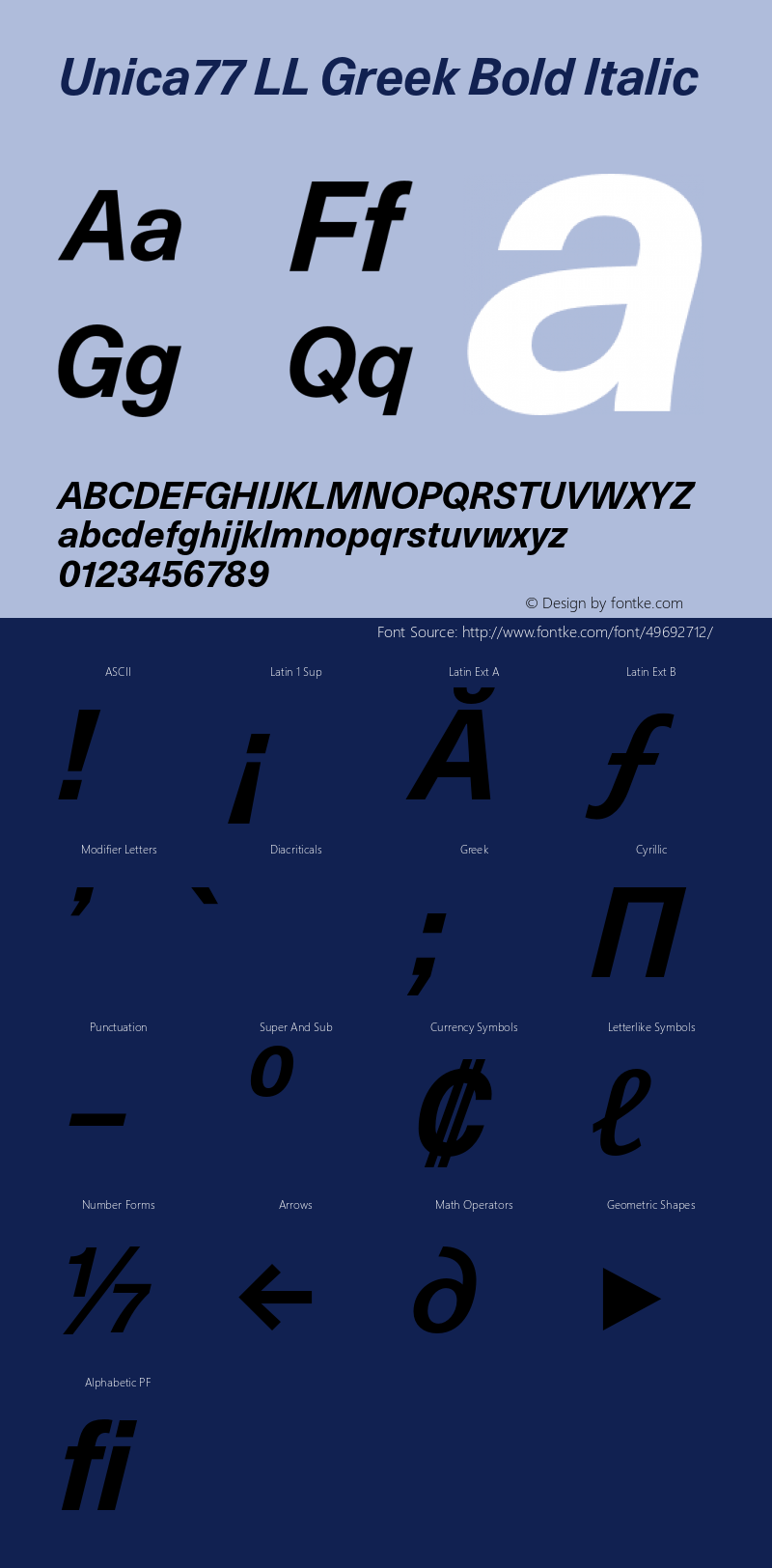 Unica77 LL Grk Bold Italic Version 3.000; build 0004 | wf-rip DC20190930图片样张