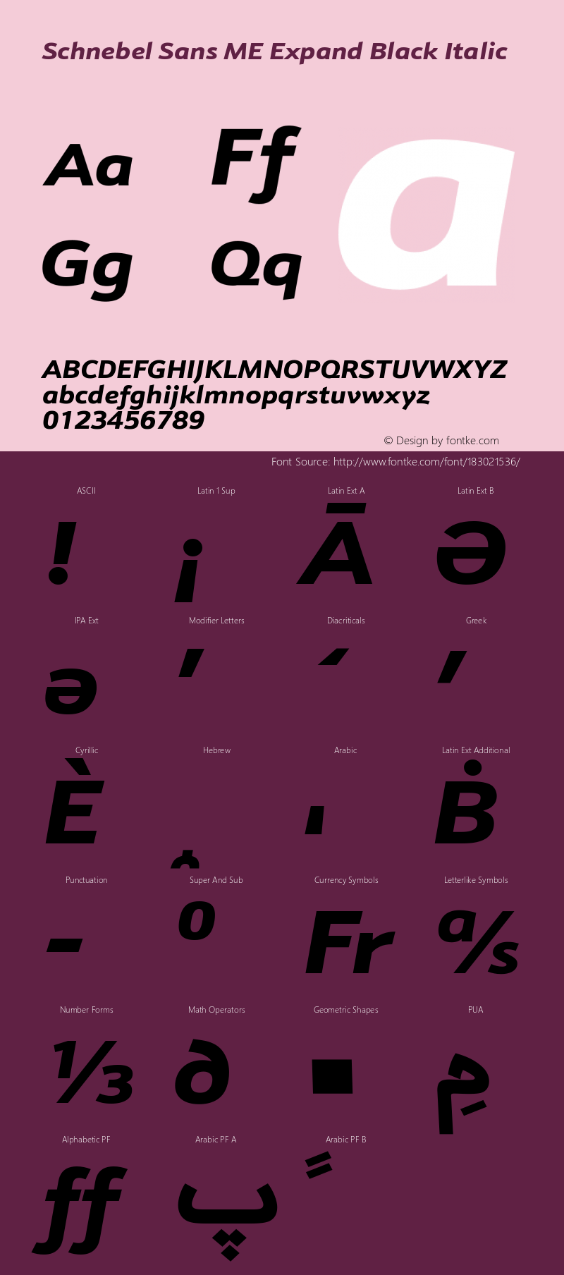 Schnebel Sans ME Expand Black Italic Version 1.00图片样张