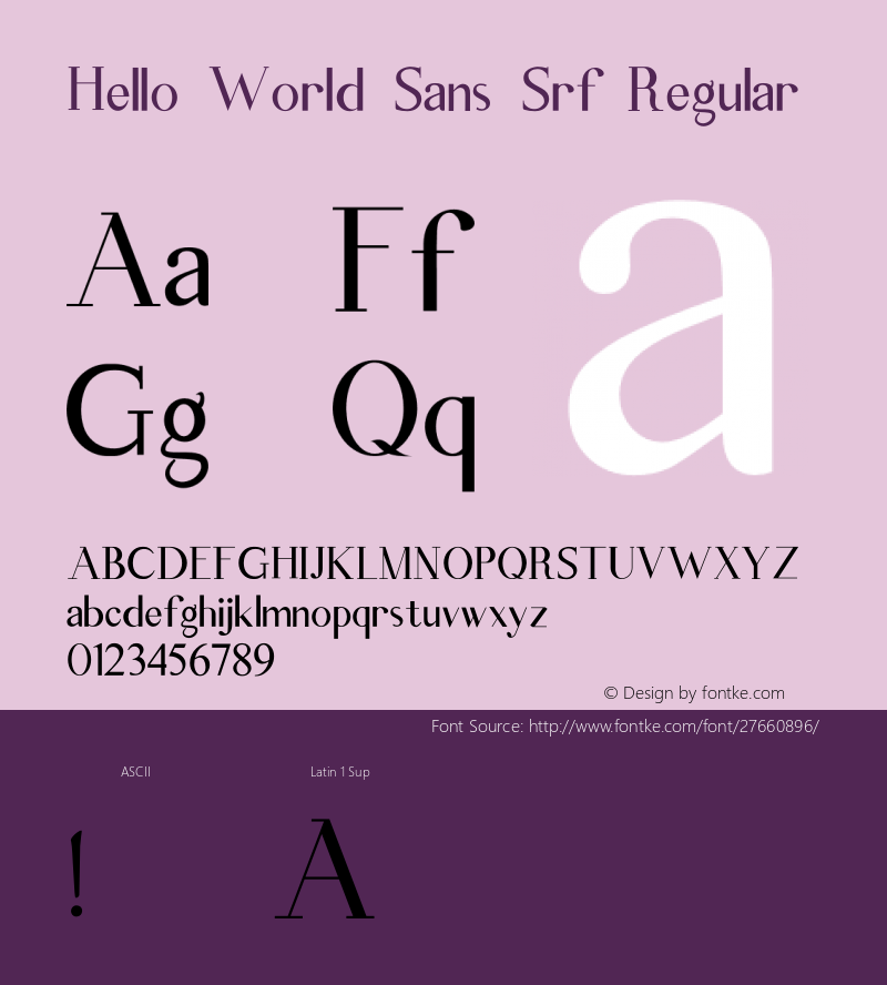 Hello World Sans Srf Version 1.002;Fontself Maker 3.0.2图片样张