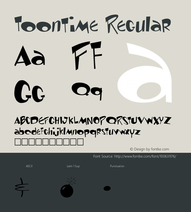 Toontime Regular Altsys Fontographer 3.5  10/28/94图片样张