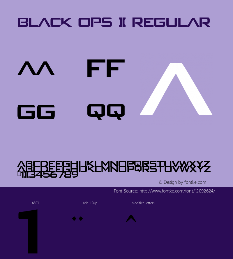 BLACK OPS 2 Regular Version 1.00 July 4, 2012, initial release, www.yourfonts.com图片样张