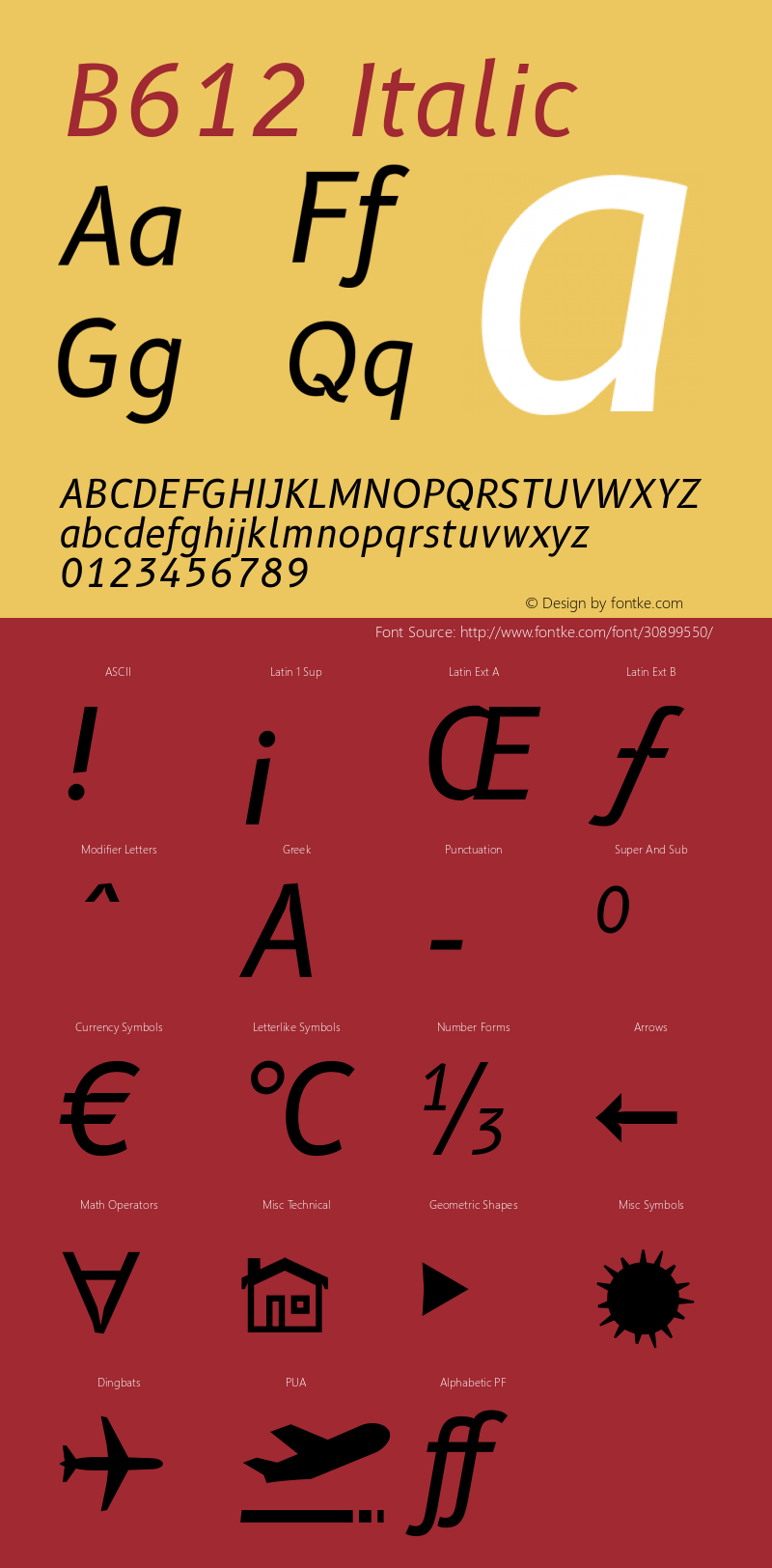 B612 Italic Version 1.008图片样张