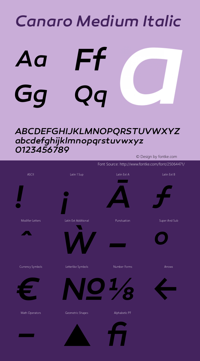 Canaro-MediumItalic Version 1.000图片样张