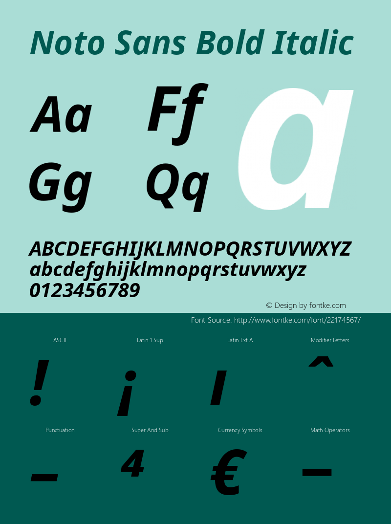 Noto Sans Bold Italic Version 1.04图片样张