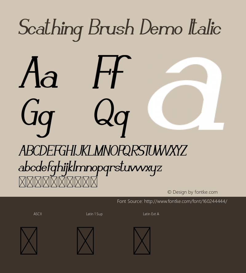 Scathing Brush Demo Italic Version 1.003;Fontself Maker 3.5.1图片样张