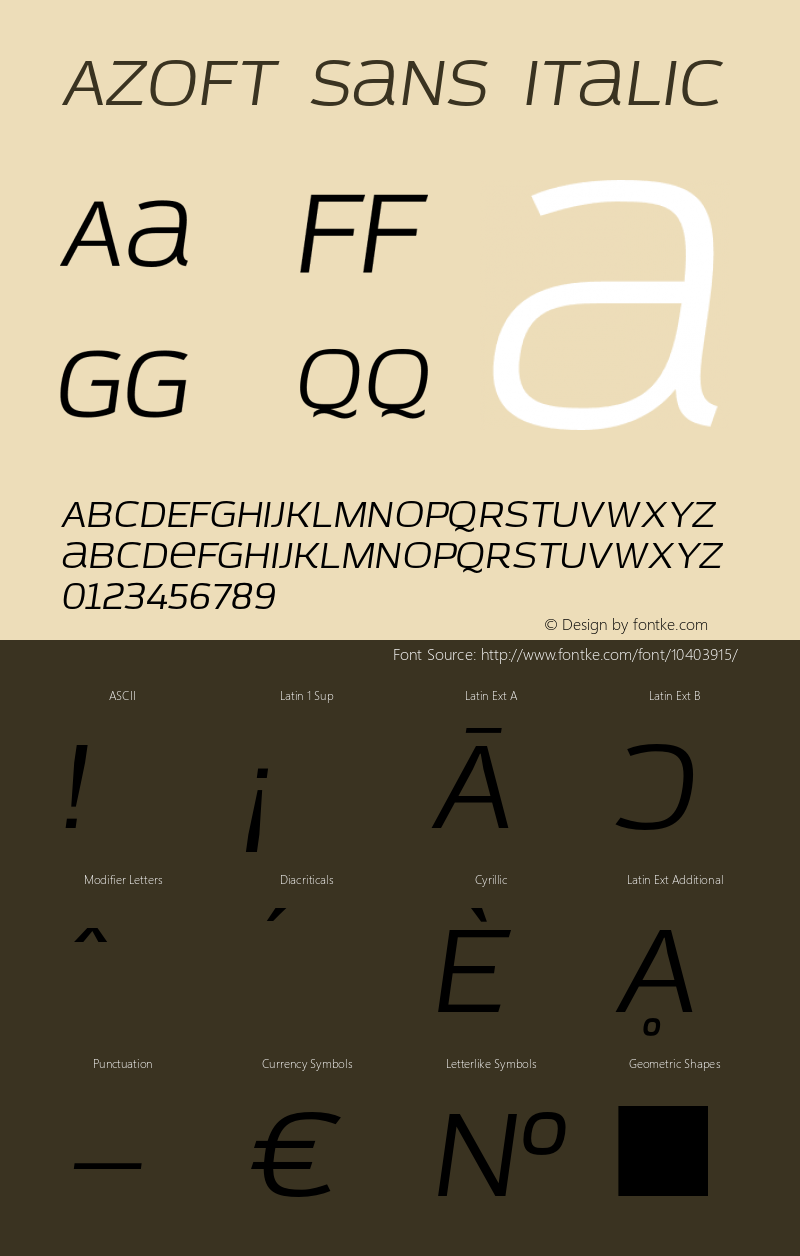 Azoft Sans Italic 1.0; CC:by-nc-nd;图片样张