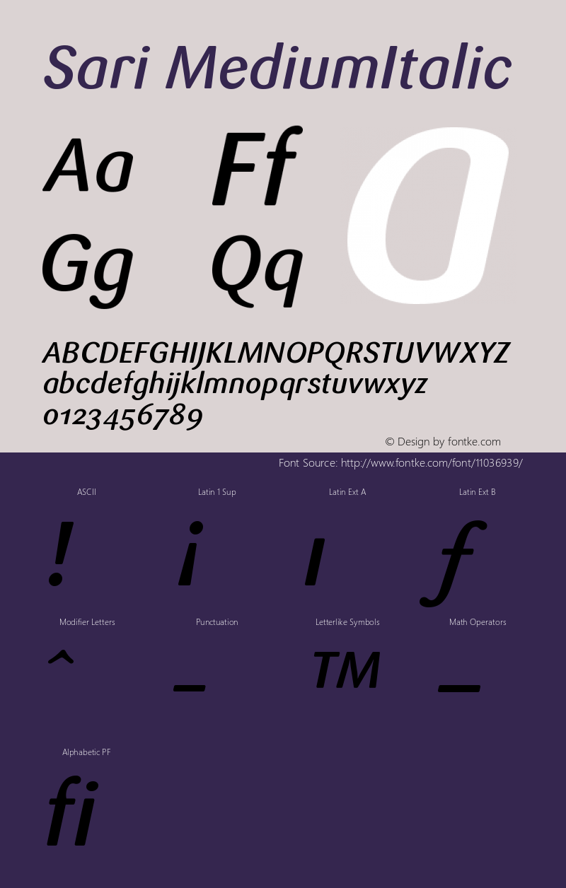 Sari MediumItalic Version 001.000图片样张