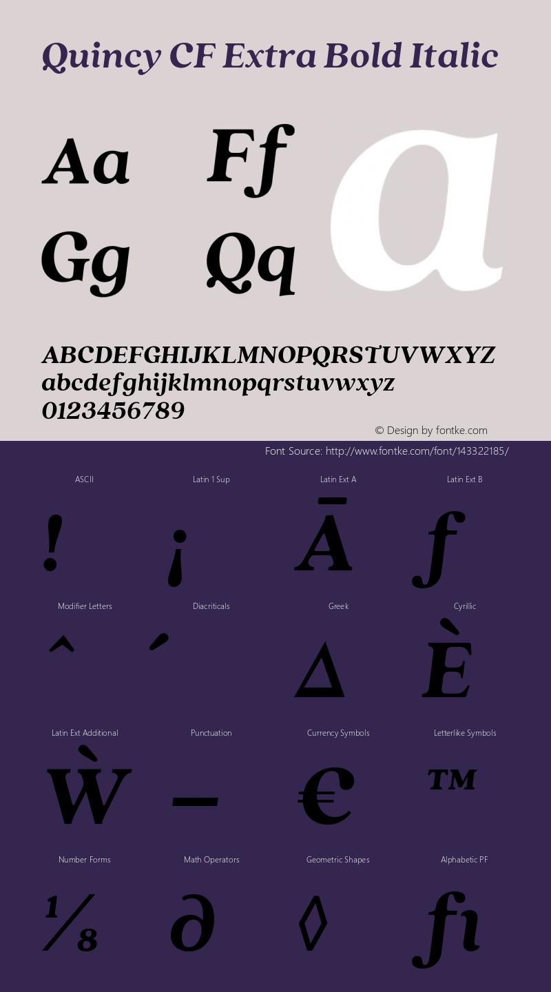 Quincy CF Extra Bold Italic Version 4.100图片样张