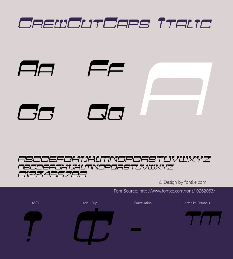 CrewCutCaps Italic Macromedia Fontographer 4.1 6/29/96图片样张