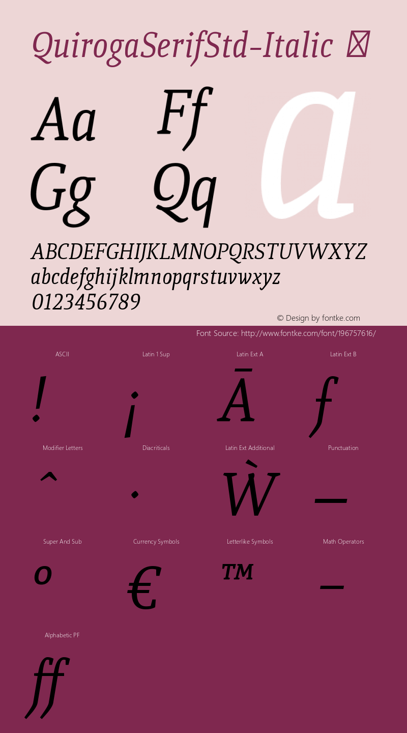 ☞QuirogaSerifStd-Italic Version 3.200 2010; ttfautohint (v1.5);com.myfonts.easy.tipotype.quiroga-serif-std.italic.wfkit2.version.4wji图片样张