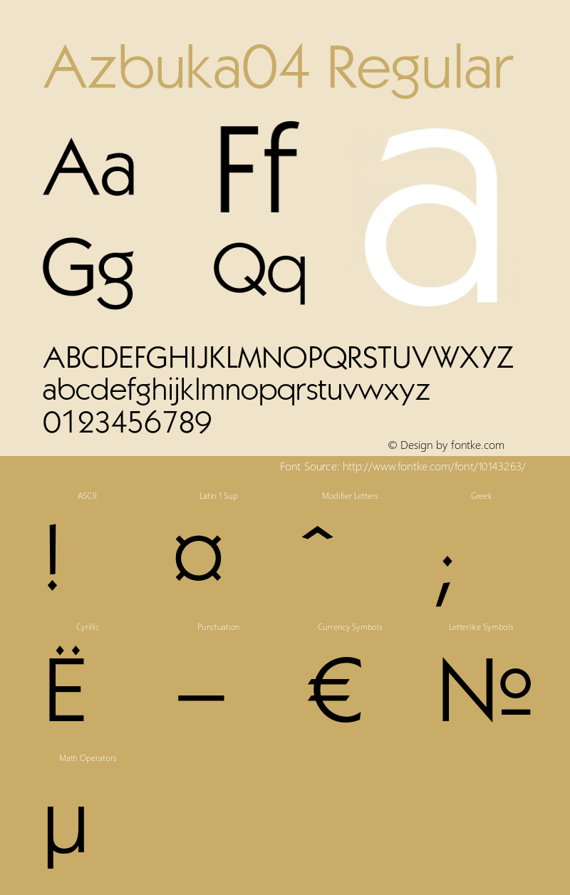 Azbuka04 Regular OTF 1.000;PS 001.000;Core 1.0.29图片样张