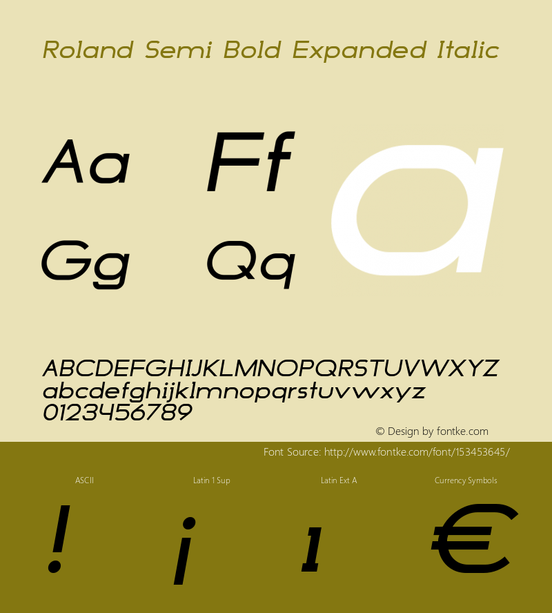 Roland Semi Bold Expanded Italic Version 1.000图片样张