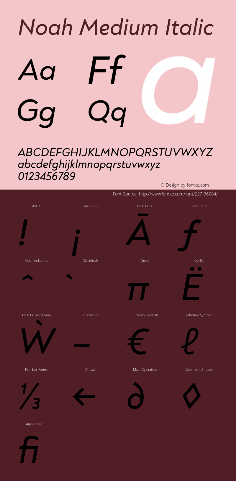 Noah Medium Italic Version 1.000图片样张