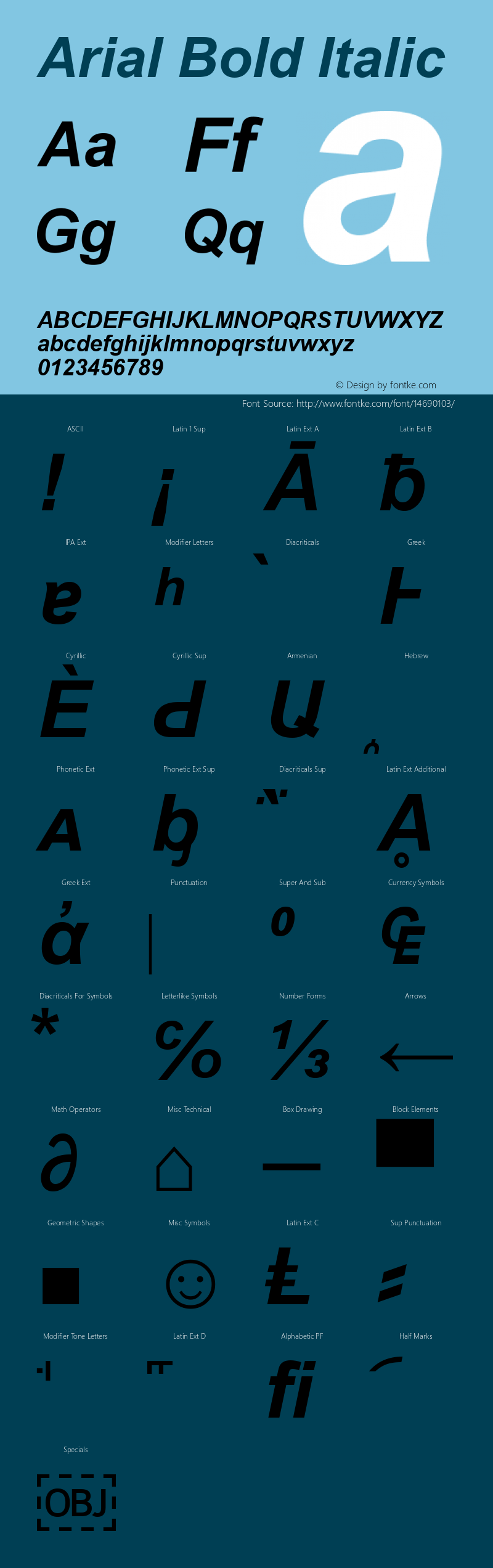 Arial Bold Italic Version 6.90图片样张