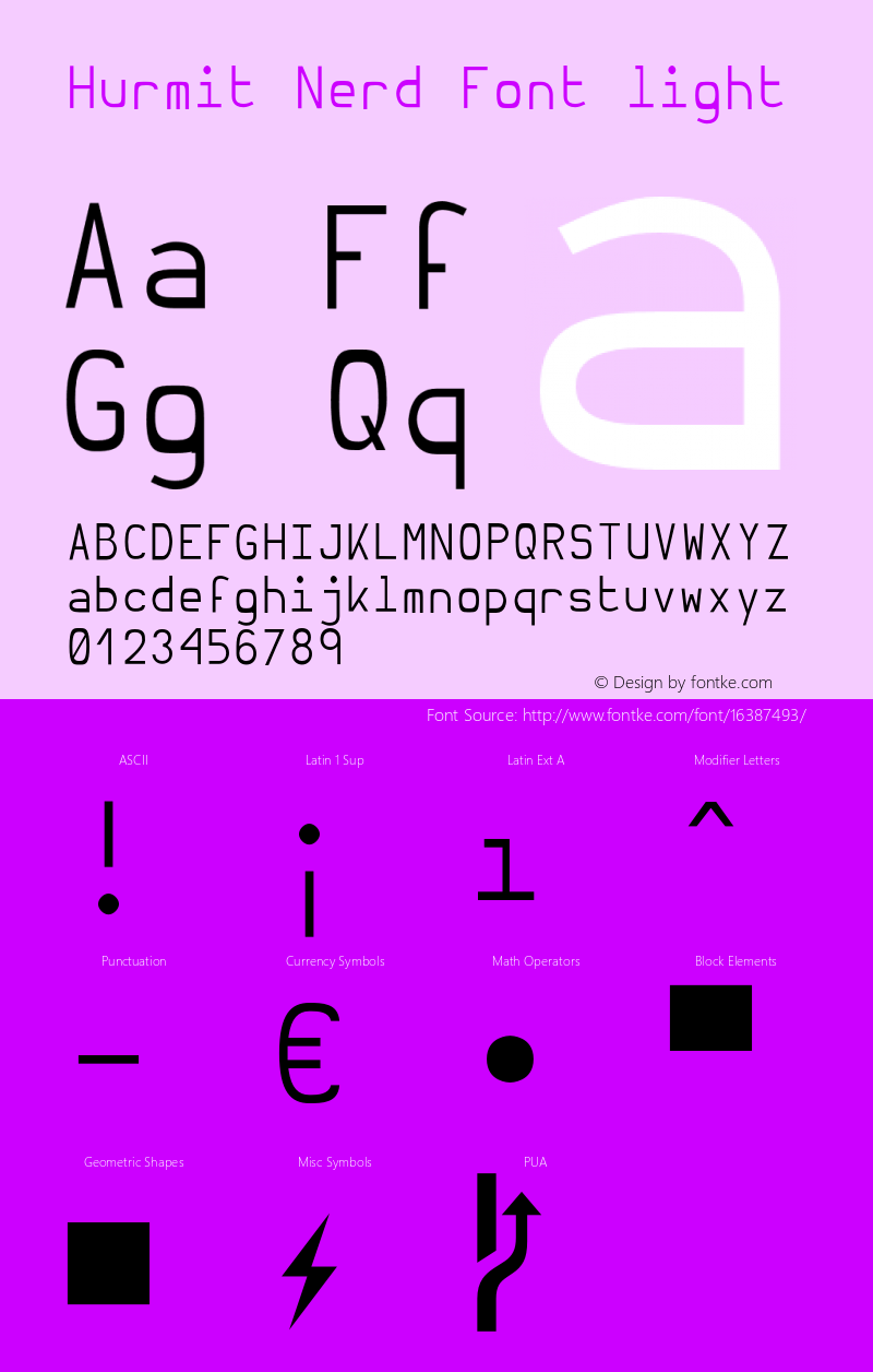 Hurmit Nerd Font light Version 1.21;Nerd Fonts 0.7.图片样张