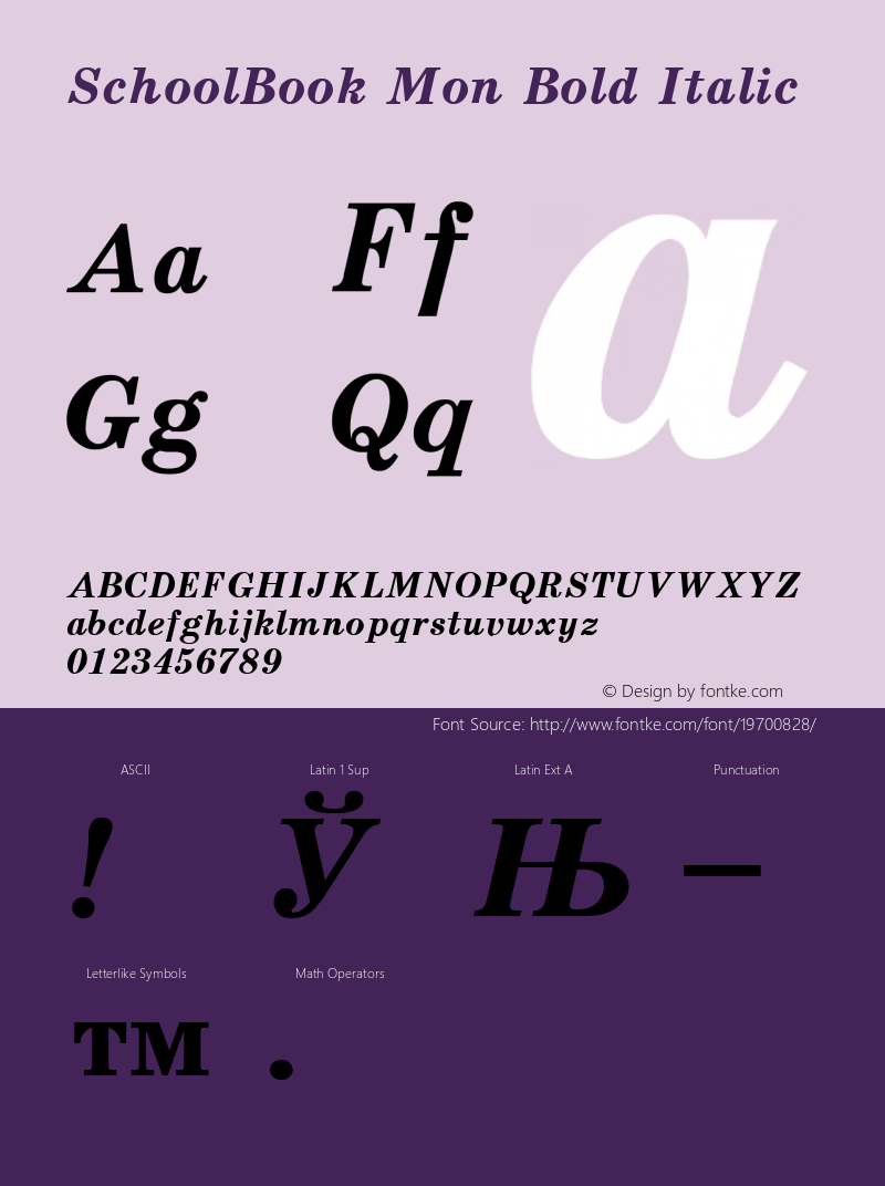 SchoolBook Mon Bold Italic 2.00图片样张