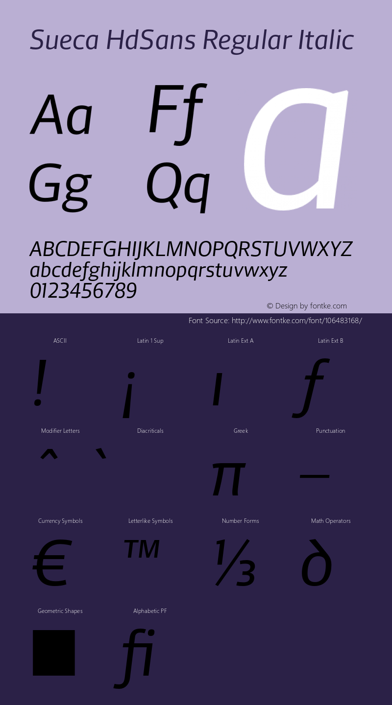 SuecaHdSans-RegularItalic 图片样张