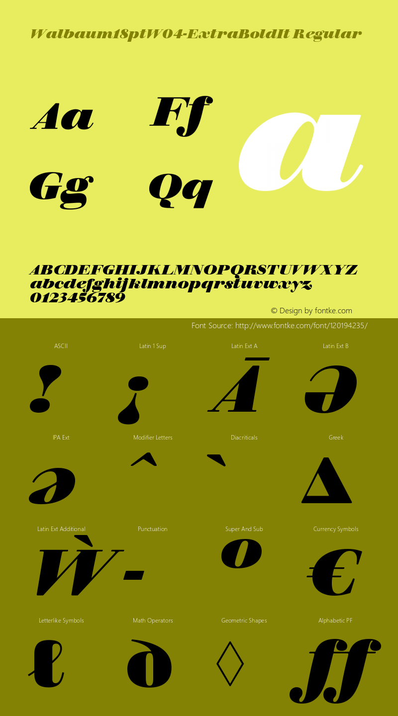 Walbaum 18pt W04 ExtraBold It Version 1.01图片样张