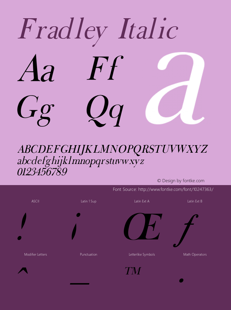 Fradley Italic Version 1.00图片样张