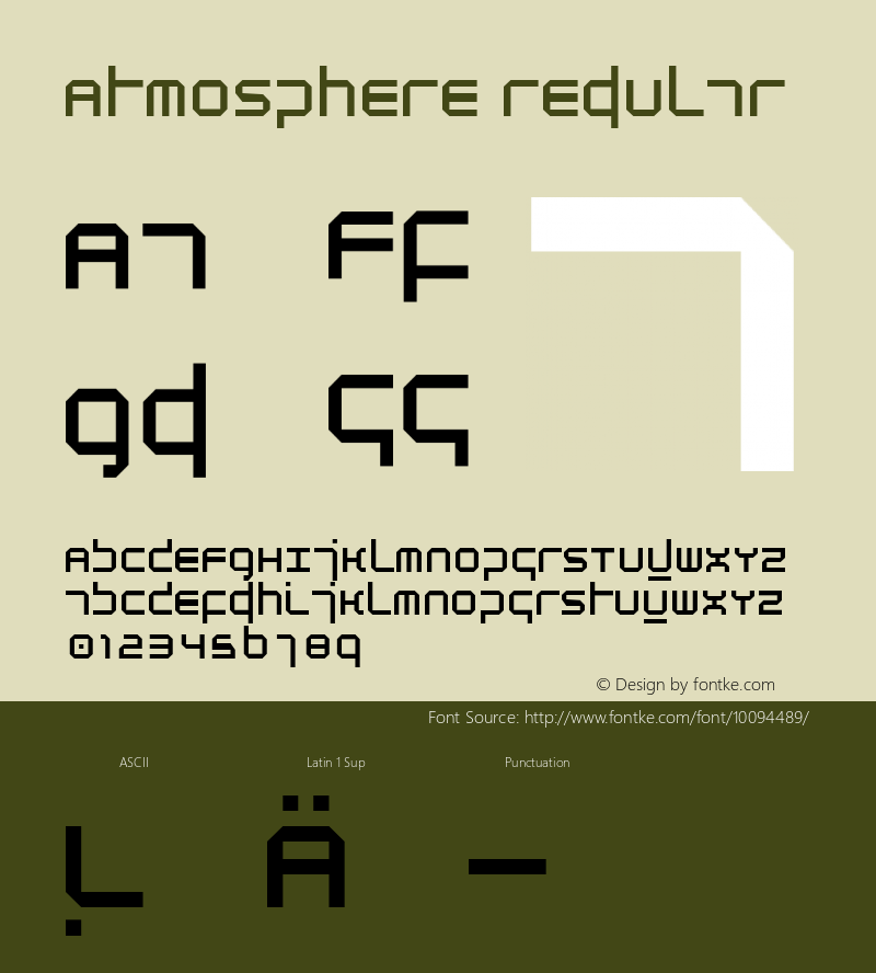 Atmosphere Regular Macromedia Fontographer 4.1.5 5/10/97图片样张