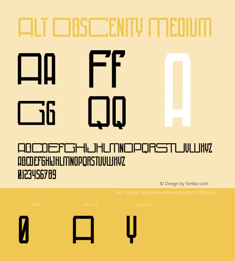 Alt ObsCenitY Medium Version 1.001;Fontself Maker 3.5.1图片样张