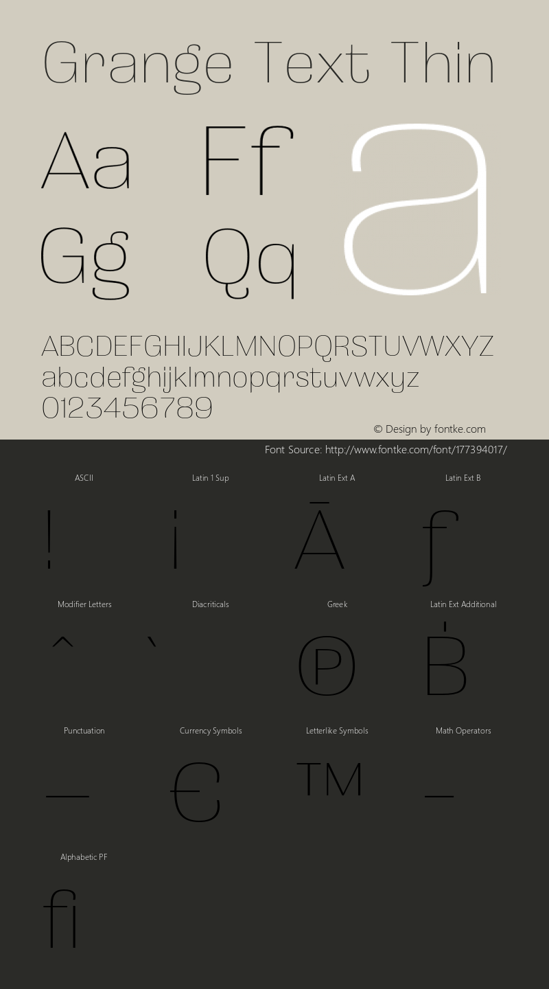Grange Text Thin Version 3.000;hotconv 1.0.109;makeotfexe 2.5.65596图片样张