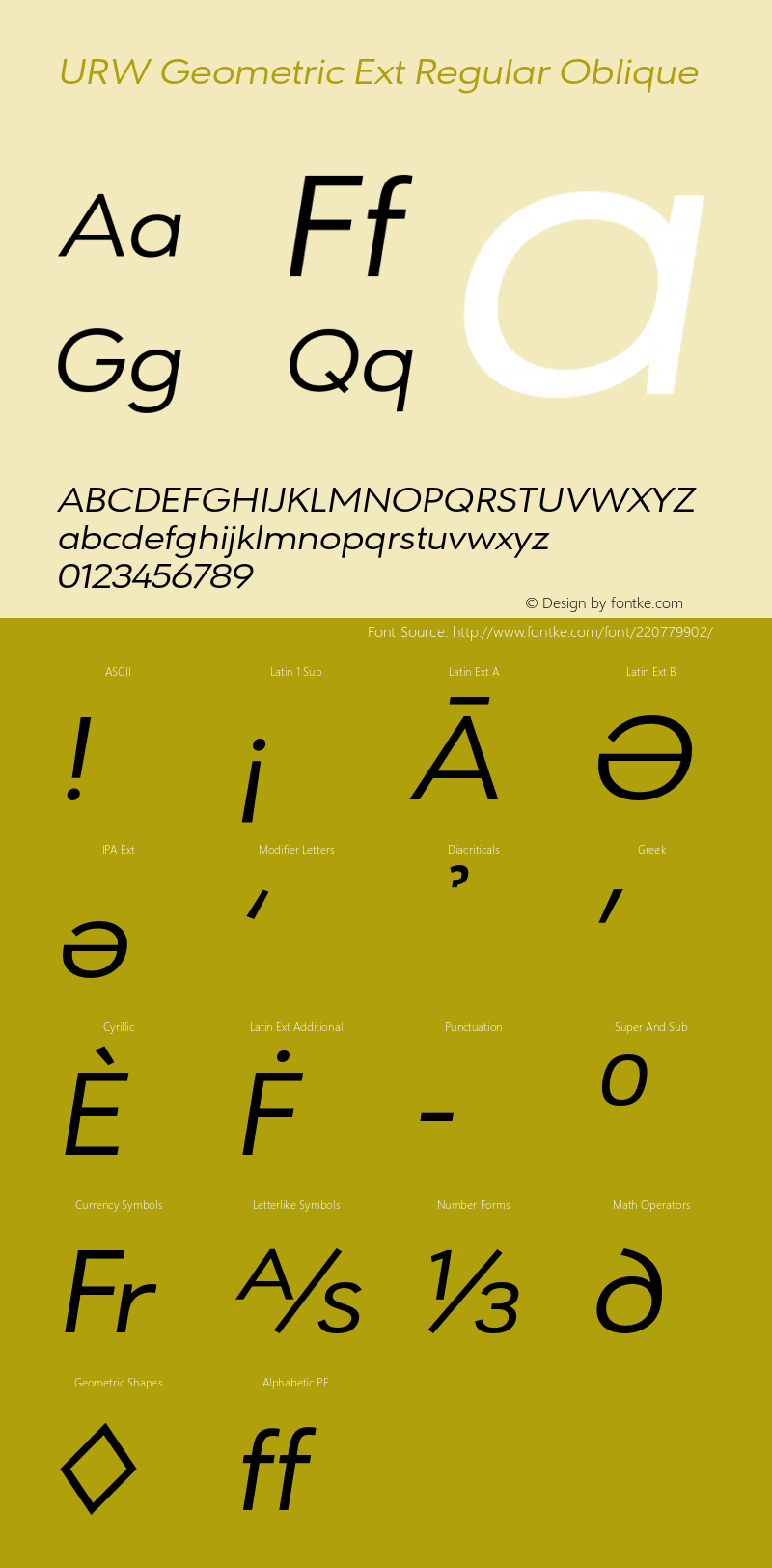 URWGeometricExt-RegularOblique Version 1.000;PS 1.00;hotconv 1.0.57;makeotf.lib2.0.21895图片样张