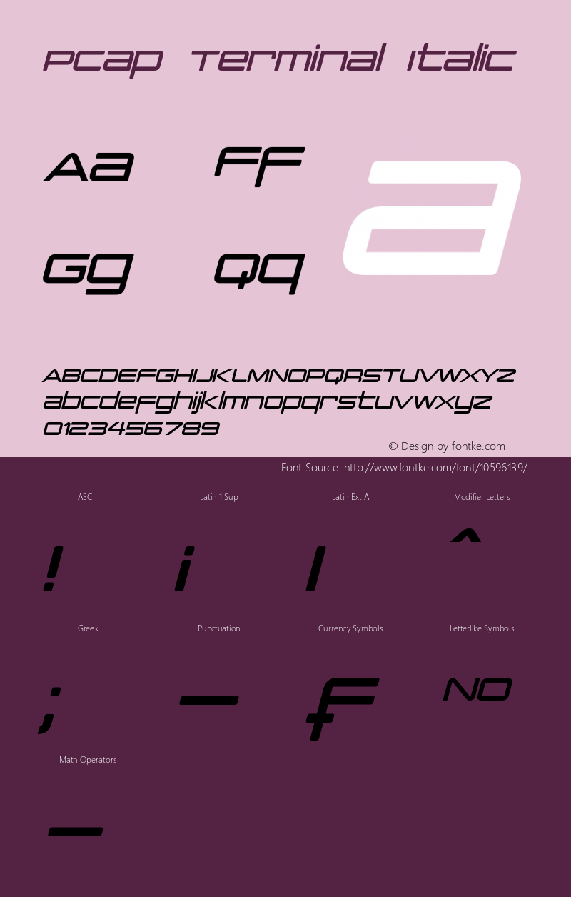 PCap Terminal Italic Version 1.00 September 22, 2014, initial release图片样张