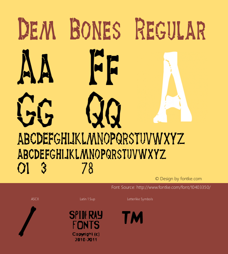 Dem Bones Regular Version 1.001图片样张
