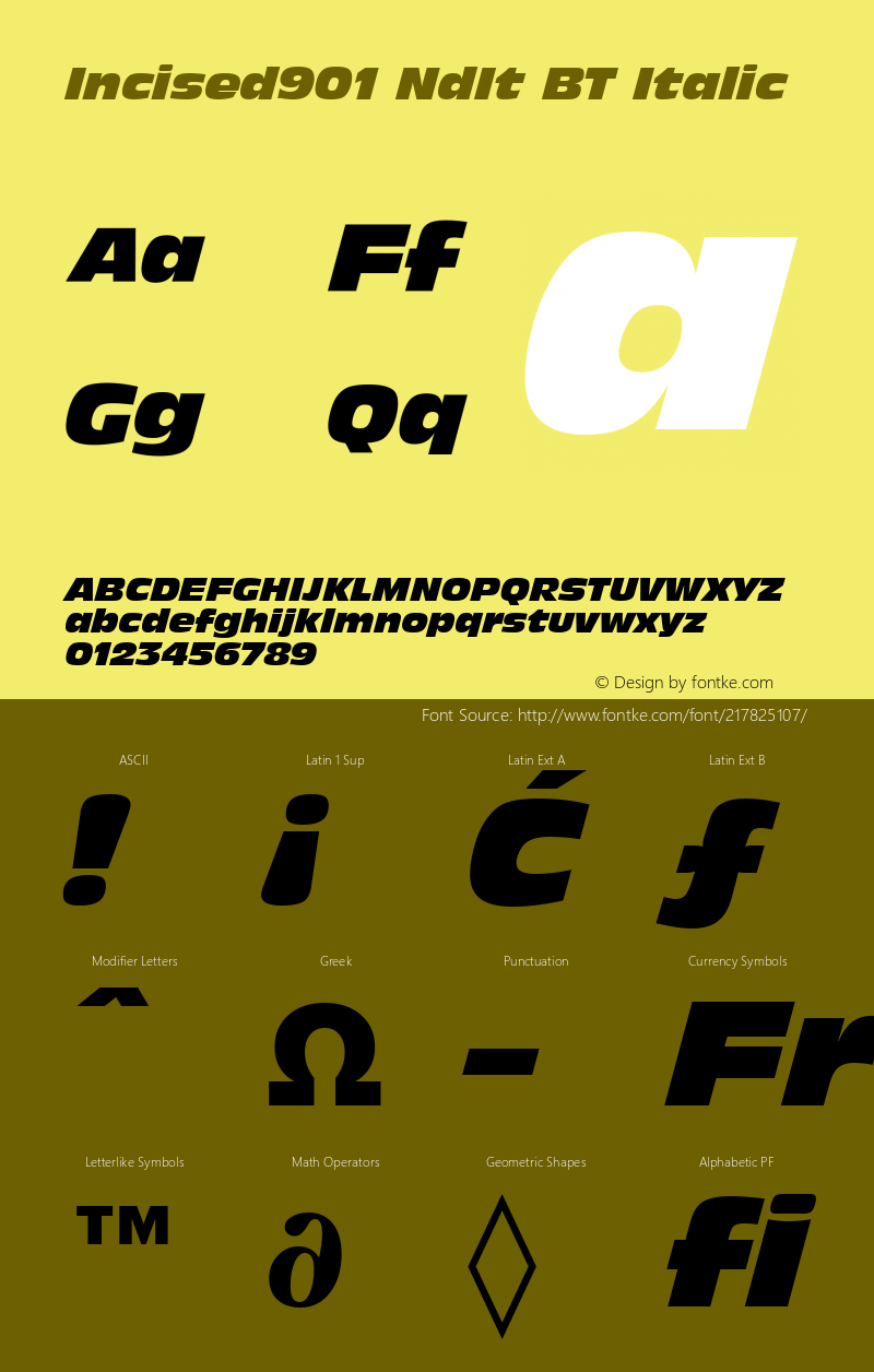 Incised901 NdIt BT Italic Version 1.01 emb4-OT图片样张